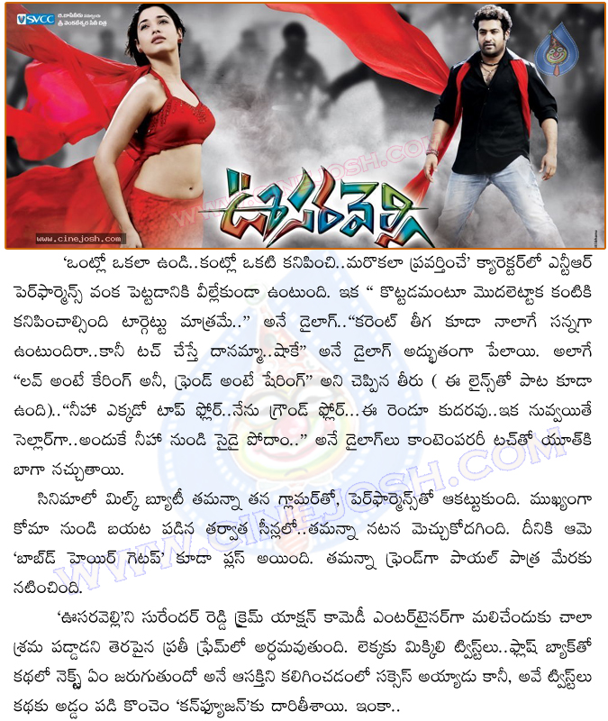 oosaravelli movie review,oosaravelli review,jr ntr,tamanna,oosaravelli movie report,cinejosh oosaravelli review,cinejosh oosaravelli report,cinejosh reviews,surender reddy movie,oosaravelli telugu movie,oosaravelli movie reports,oosaravelli collections